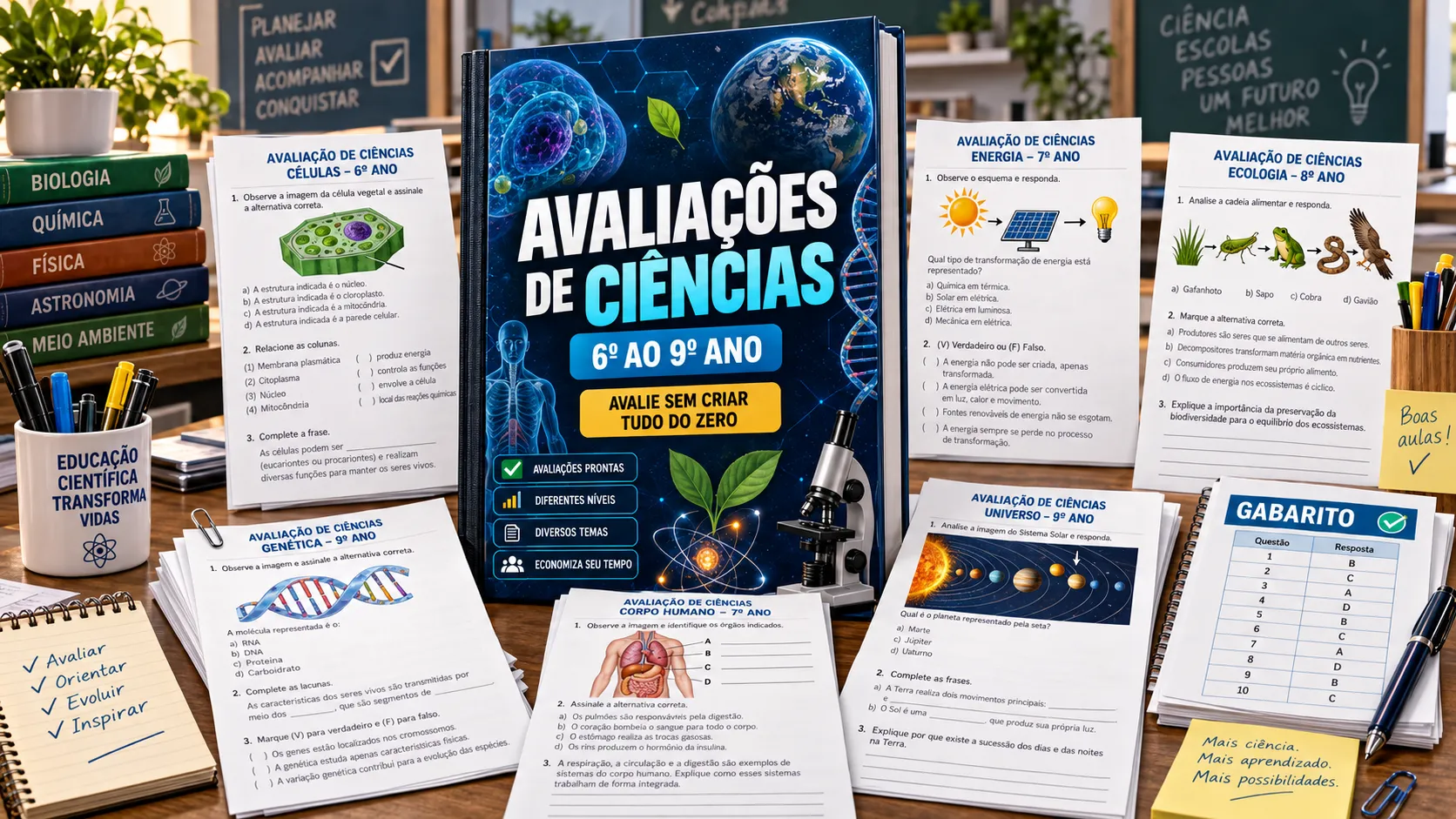Avaliações de Ciências + Gabaritos